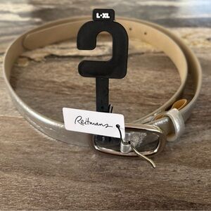 NWT Reitmans Metallic Silver Faux Leather Belt L/XL 45" L/1" W 5-Hole Chic Shiny